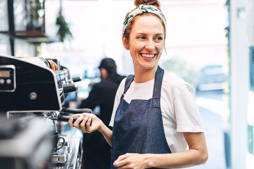 Barista preparing coffee